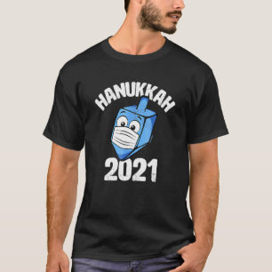Camiseta Gráficos do Hanukkah 2021 Dreidel Usando Máscara F