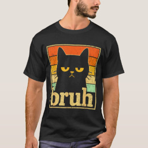 Camiseta Gráficos do Meme do Gato Bruh – Meme Retro Diverti