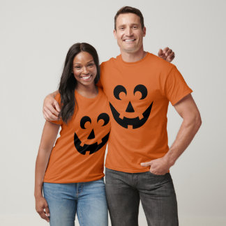 Camiseta Gráficos do Rosto de Abóbora de Halloween Maluco