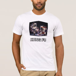 Camiseta Gráficos Épicos de Kung Fu com Gatinhos Siameses d