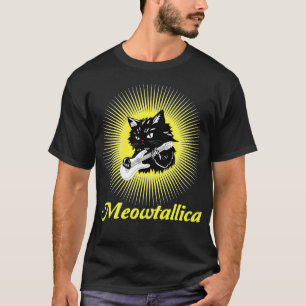 Camiseta Gráficos Meowtallica: Vibrações de Rock Star