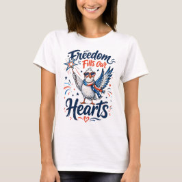 Camiseta Gráficos Patrióticos Liberdade Enche Nossos Coraçõ