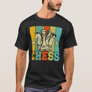 Camiseta Gráficos Retro de Xadrez Jogador de Xadrez Xeque-M