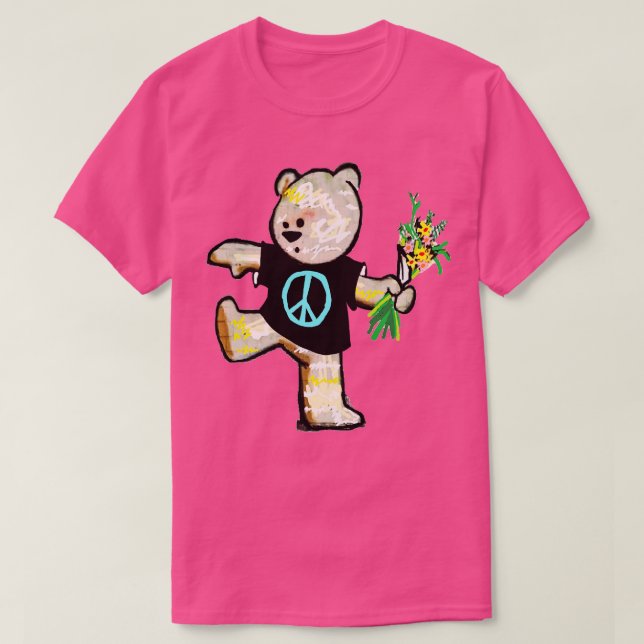 Camiseta grafite 1 do urso de paz (Frente do Design)