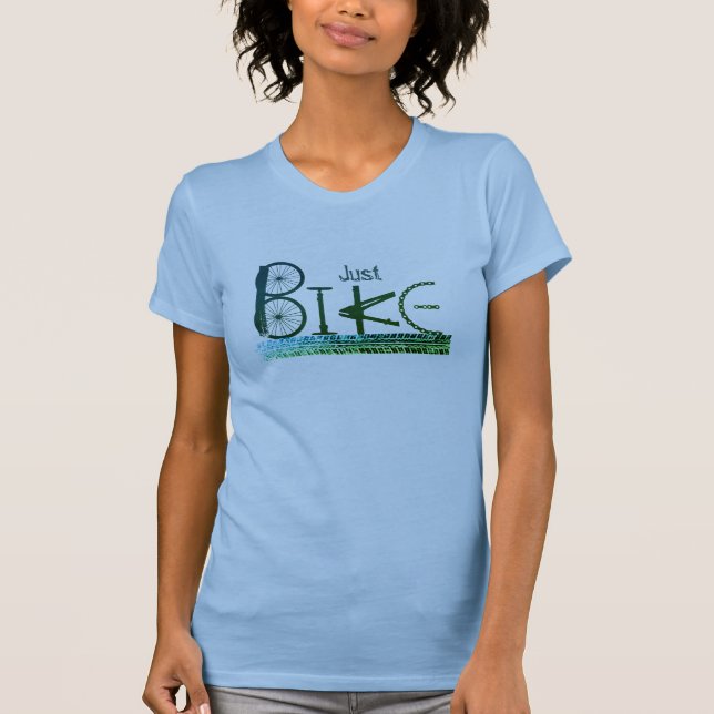 Camiseta grafite "Apenas bicicleta" de peças de bicicleta e (Frente)