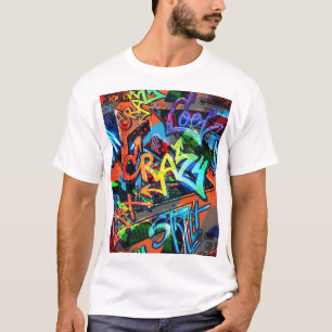 Camiseta Grafite brilhante, design gráfico urbano.