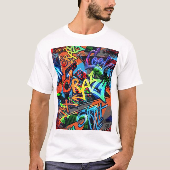 Camiseta Grafite brilhante, design gráfico urbano. (Frente)
