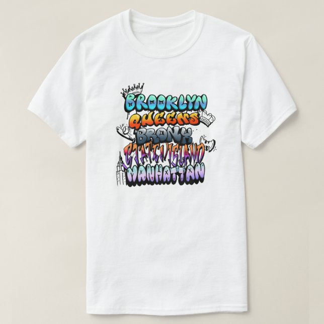 Camiseta Grafite de Boroughs 5 da NYC (Frente do Design)