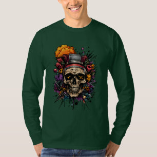 Camiseta Grafite de Caveira Urbana com Salpicos de Tinta St