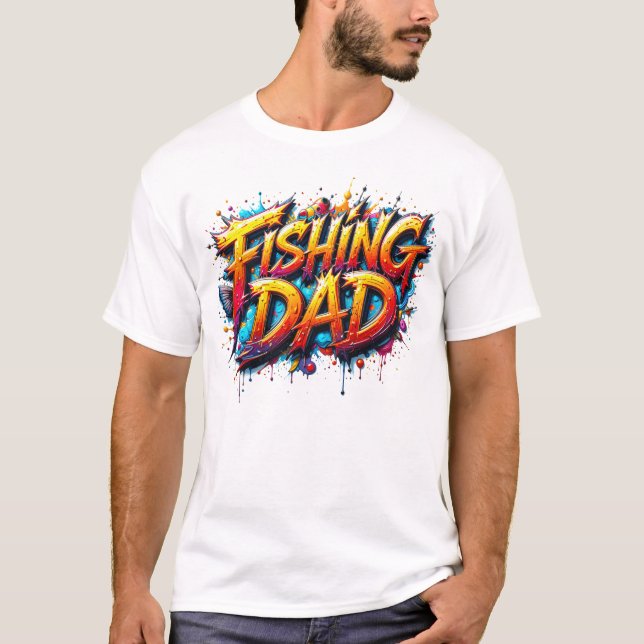 Camiseta Grafite de pesca branco Dourado de cor vermelha co (Frente)