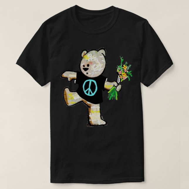 Camiseta grafite de urso de paz (Frente do Design)