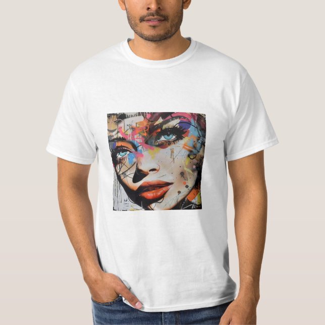 Camiseta Grafite do rosto de uma mulher (Frente)