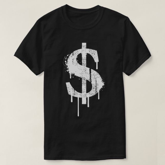 Camiseta Grafite Dólar Dólar Sinal de Dólar $ Estilo Urbano (Frente do Design)