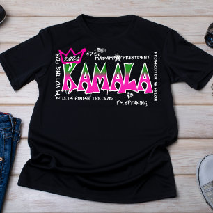 Camiseta Grafite Rosa Negrito e Kamala Verde 2024