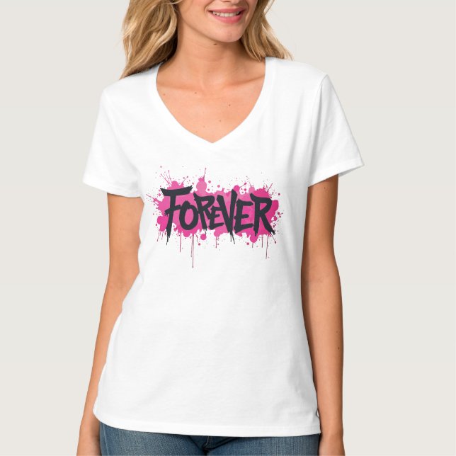 Camiseta Grafite rosa quente "FOREVER" (Frente)