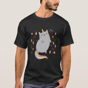 Camiseta Grafo de Gatinho Gato Unicórnio Fofo