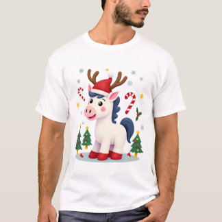 Camiseta Grafo de Unicórnio de Natal