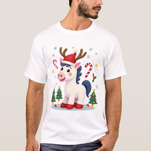 Camiseta Grafo de Unicórnio de Natal (Frente)