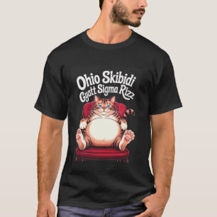 Camiseta Grafo do Meme do Gato Chonk Skibidi Gyatt Sigma Ri