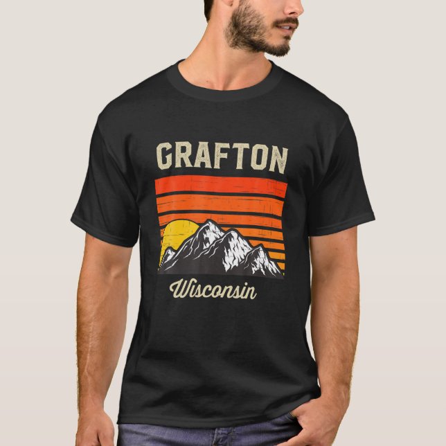 Camiseta Grafton Wisconsin Retro City State USA (Frente)