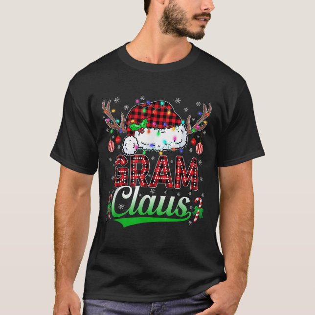 Camiseta Gram Claus Christmas Lights Matching Family Xmas P (Frente)