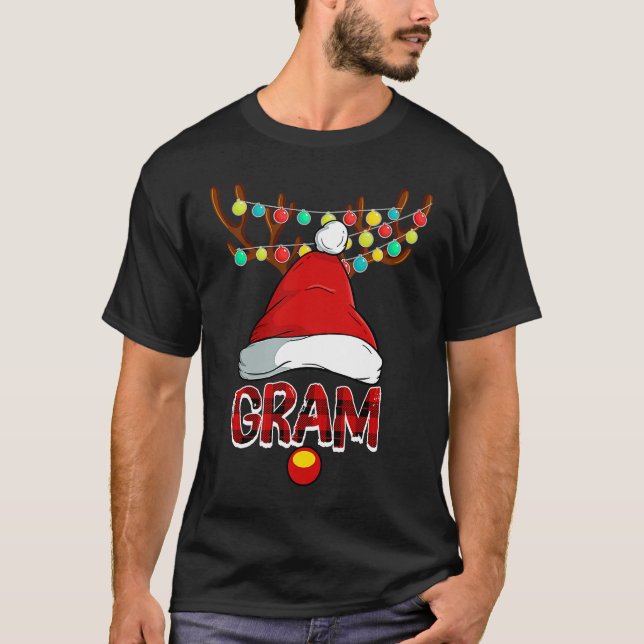 Camiseta Gram Deer Matching Family Christmas Reindeer Face (Frente)