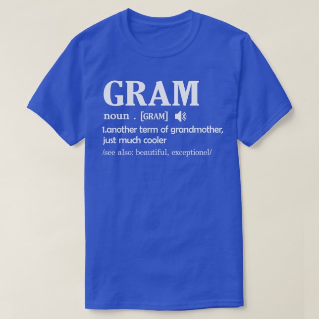Camiseta Gram Definição Engraçada Avó Dia de as mães Presen (Frente do Design)