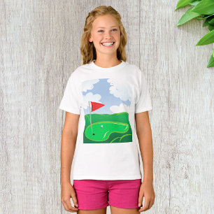 Camiseta Grama de Golfe com Bandeira Vermelha e Bola