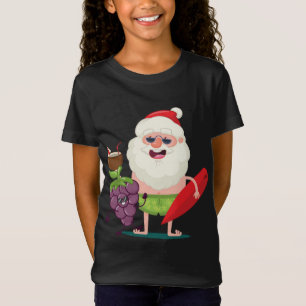 Camiseta Grama Engraçada Papai Noel Com Roupa Conselho Surf