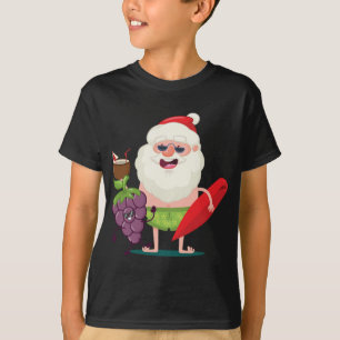 Camiseta Grama Engraçada Papai Noel Com Roupa Conselho Surf