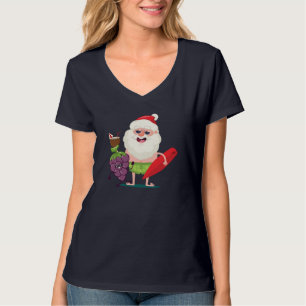 Camiseta Grama Engraçada Papai Noel Com Roupa Conselho Surf