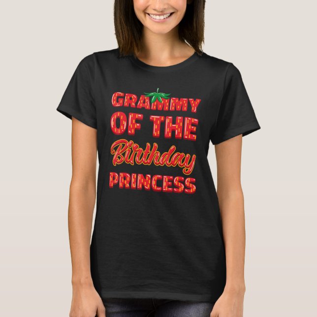 Camiseta Gramática Da Família Aniversário Princesa Strawber (Frente)