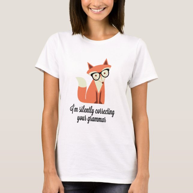 Camiseta Gramática do Fox do hipster (Frente)
