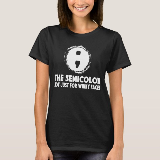 Camiseta Gramática Semicolon Winky Faces (Frente)