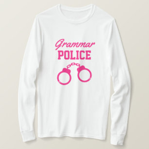 Camiseta Grammar Polícia rosa algema palha longa-manga pro