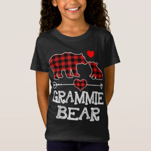 Camiseta Grammie Bear Natal Pajama Xadrez Vermelha Buffalo