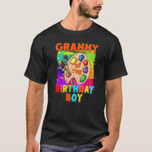 Camiseta Grammy Da Família De Pintura De Menino De Aniversá