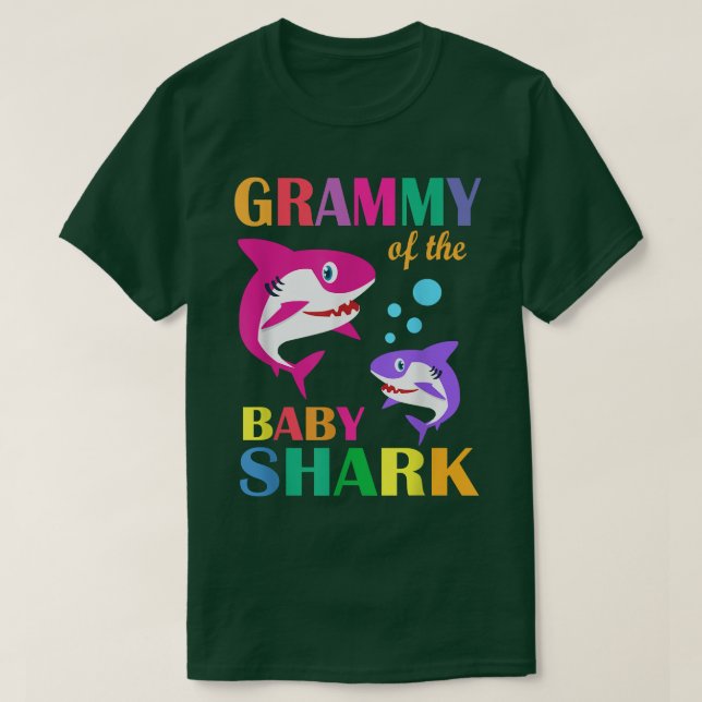 Camiseta Grammy Do Bebê Tubarão De Aniversário Mt (Frente do Design)