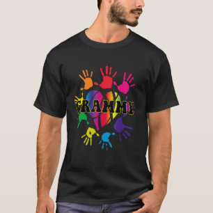 Camiseta Grammy Heart Impressão Kids Handprint Vovó Mot