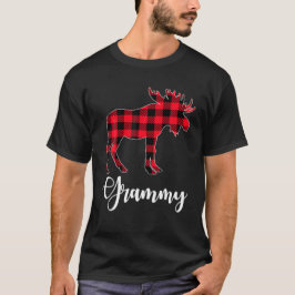 Camiseta Grammy Moose Buffalo Plaid Red Christmas Pajama Fa