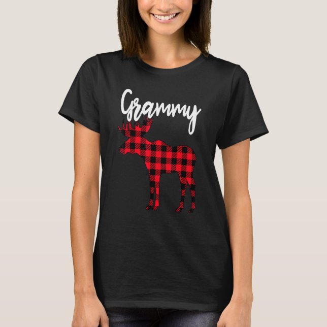 Camiseta Grammy Moose Buffalo Red Xadrez Natal Pajama Fa (Frente)