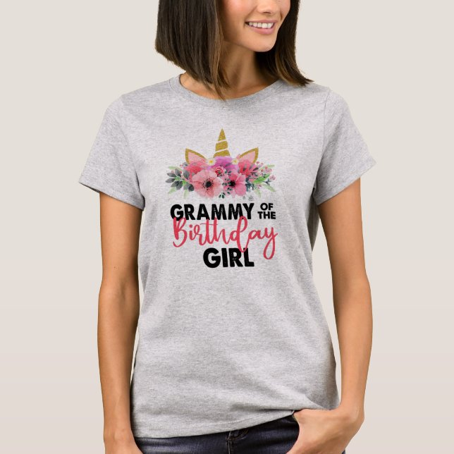 Camiseta Grammy Of Birthday Girl Madame Gift Unicorn (Frente)