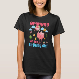 Camiseta Grammy Of Birthday Girls Tropical Flamingo Fam