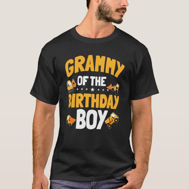 Camiseta Grammy Of The Birthday Boy Construction Worker Bda (Frente)