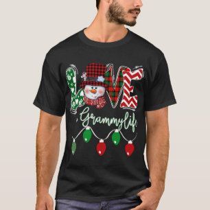 Camiseta Grammy Snowman Love Grammy Life Christmas Red Plai