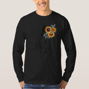 Camiseta Grammy Two-Hand Sunflower Grandma Dia de as mães