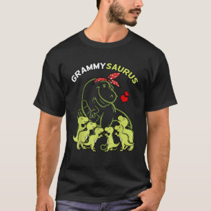 Camiseta Grammysaurus Grammy 6 Crianças Dinossauro Dia da M