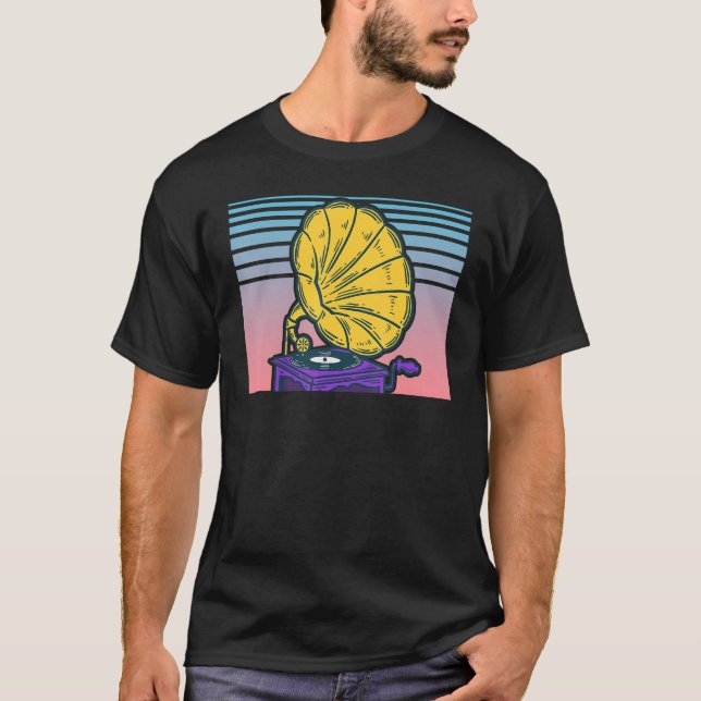 Camiseta Gramofone Record Player Vaporwave Aestético Phono (Frente)