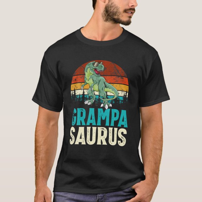 Camiseta Grampasaurus T Rex Dinosaur Grampa Saurus Família  (Frente)