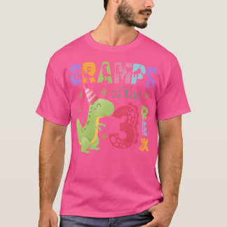 Camiseta Grampos Do Dinossauro Rex aniversário de 3 anos
